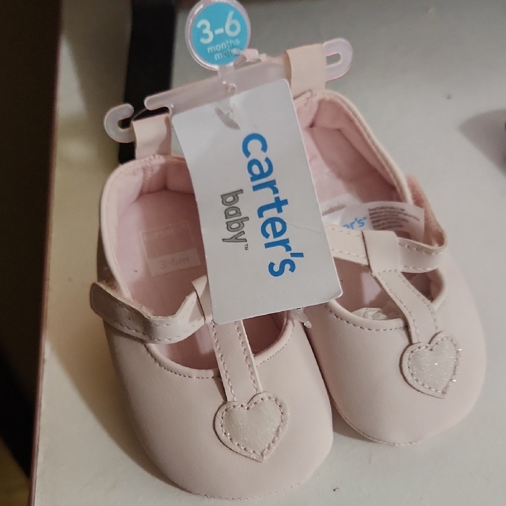 Carter's Soft Pink Heart Baby Shoes